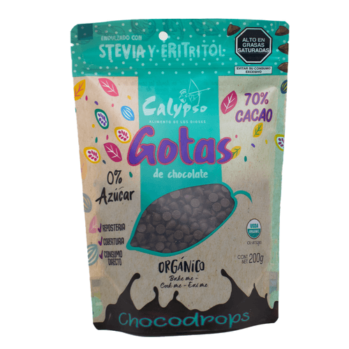 Gotas de Chocolate 70% Cacao (Stevia/Eritritol) 200Gr | Calypso