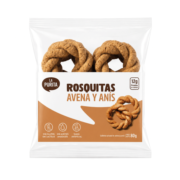 Rosquitas de Avena y Anís 80gr | La Purita