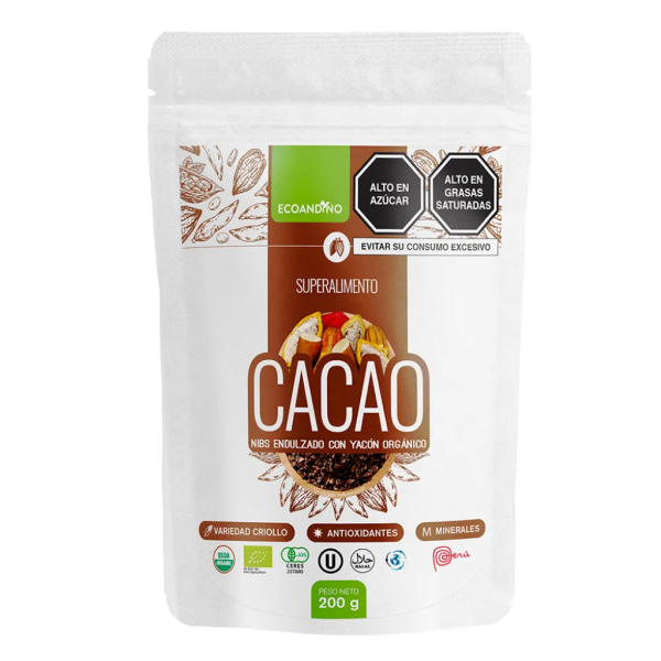 Nibs de Cacao con Yacón Orgánico 200gr | Ecoandino