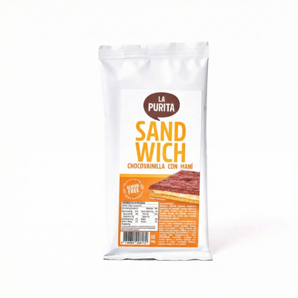 Sandwich Chocovainilla con Mani 35gr | La Purita