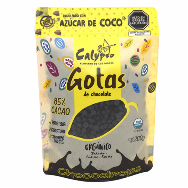 Gotas de Chocolate 85% Cacao (Azúcar Coco) 200gr | Calypso
