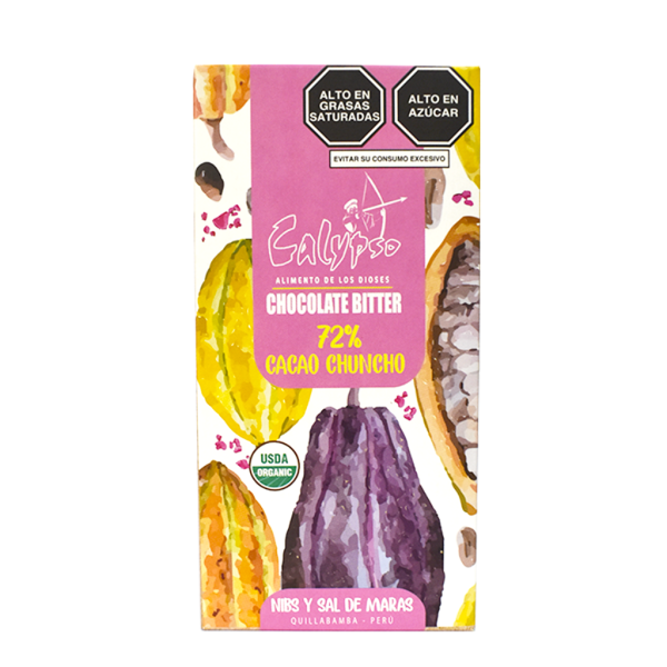 Chocolate Bitter 72% Cacao con Nibs y Sal de Maras | Calypso